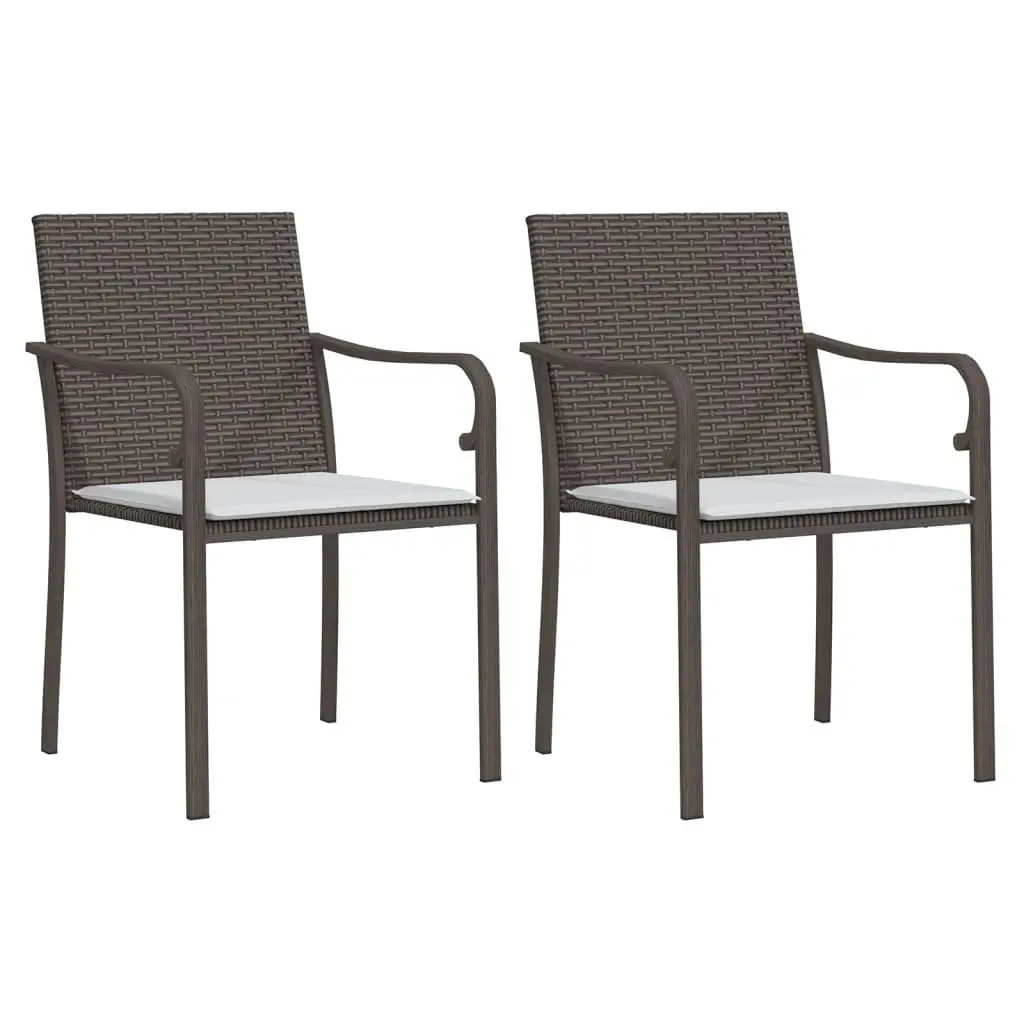 Outdoor Chairs with Cushions 2 pcs Garden Patio Seating Brown 56x59x84 cm