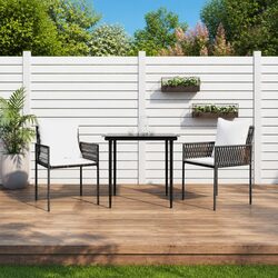 Outdoor Garden Chairs 2pc Set Brown Poly Rattan Steel Frame with Cushions
