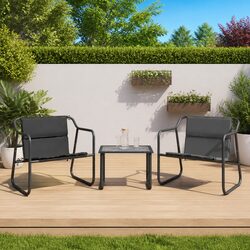 Garden Lounge Set 3 Piece Outdoor Furniture Steel Frame with Cushions Anthracite