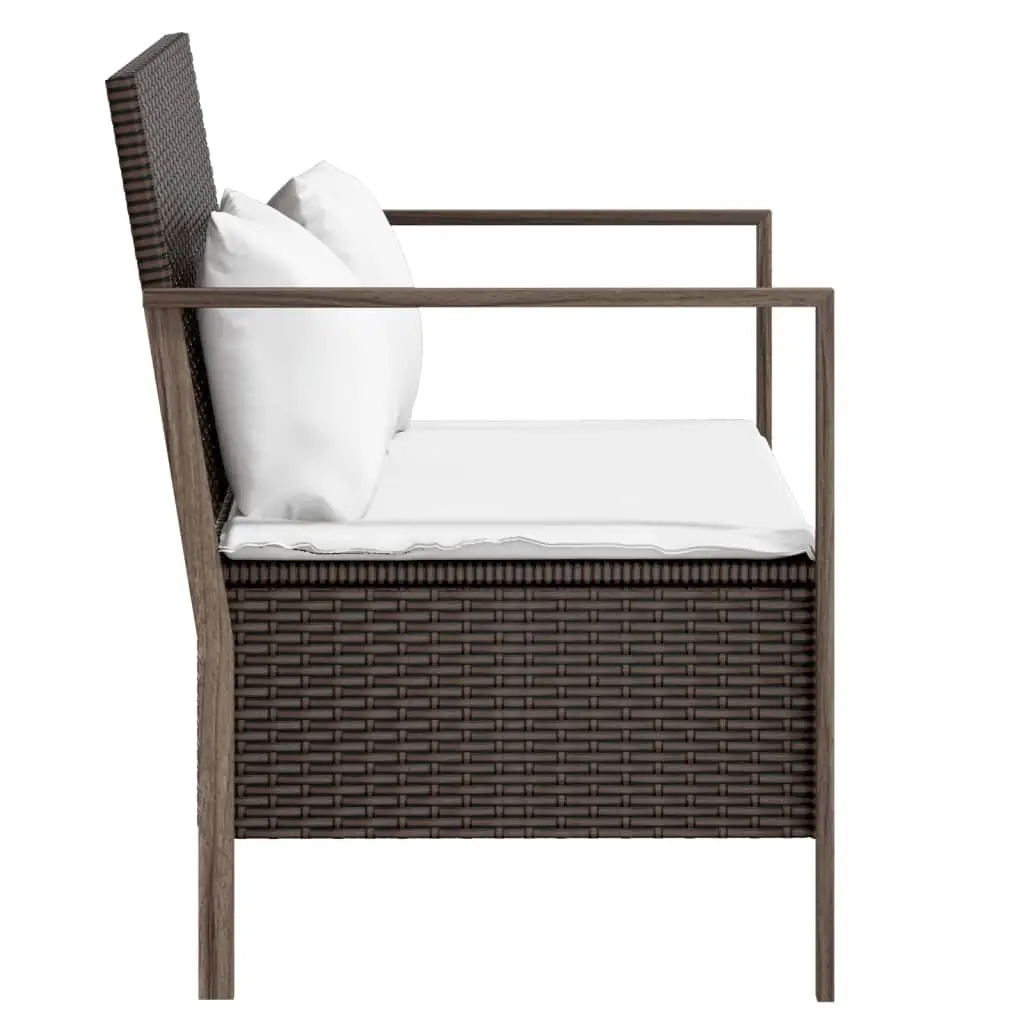 2-Seater Garden Bench with Storage Brown PE Rattan Outdoor