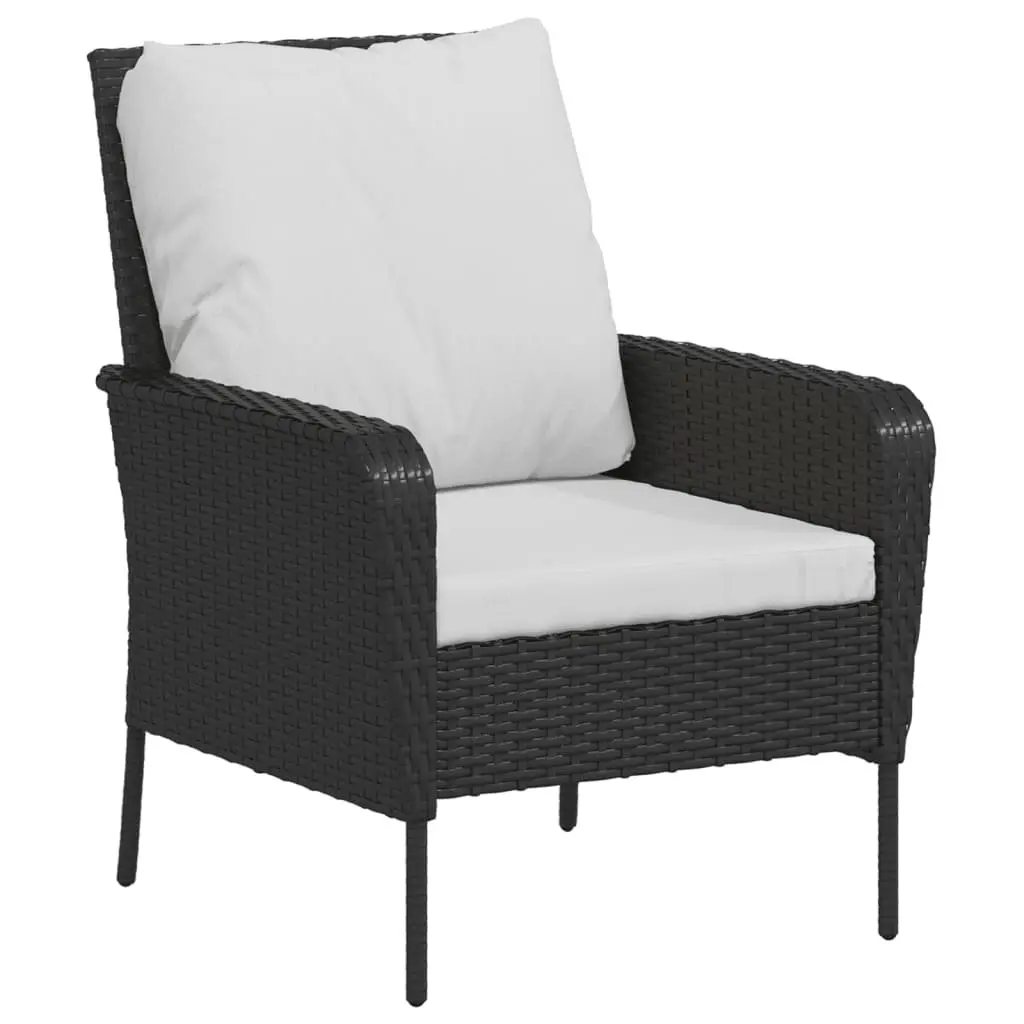 Garden Chair with Footstool Weather Resistant PE Rattan Black Outdoor Lounge Seating