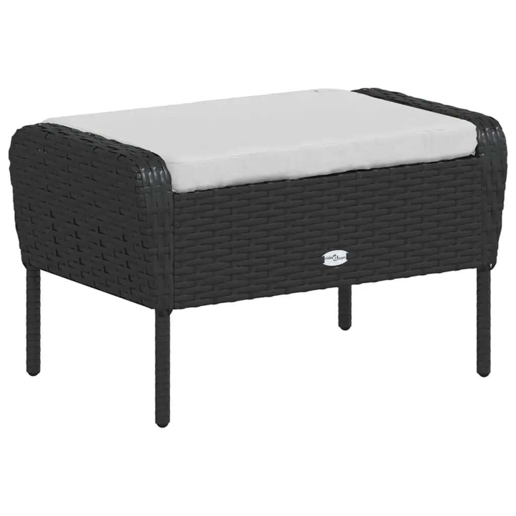 Garden Chair with Footstool Weather Resistant PE Rattan Black Outdoor Lounge Seating
