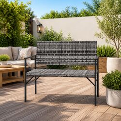 2-Seater Garden Bench Outdoor Seating Patio Furniture with Backrest Armrests