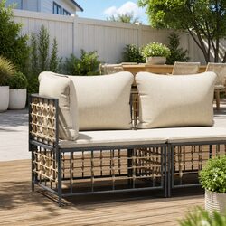Garden Corner Sofa Outdoor Sectional Rattan Seating with Cushions Modular
