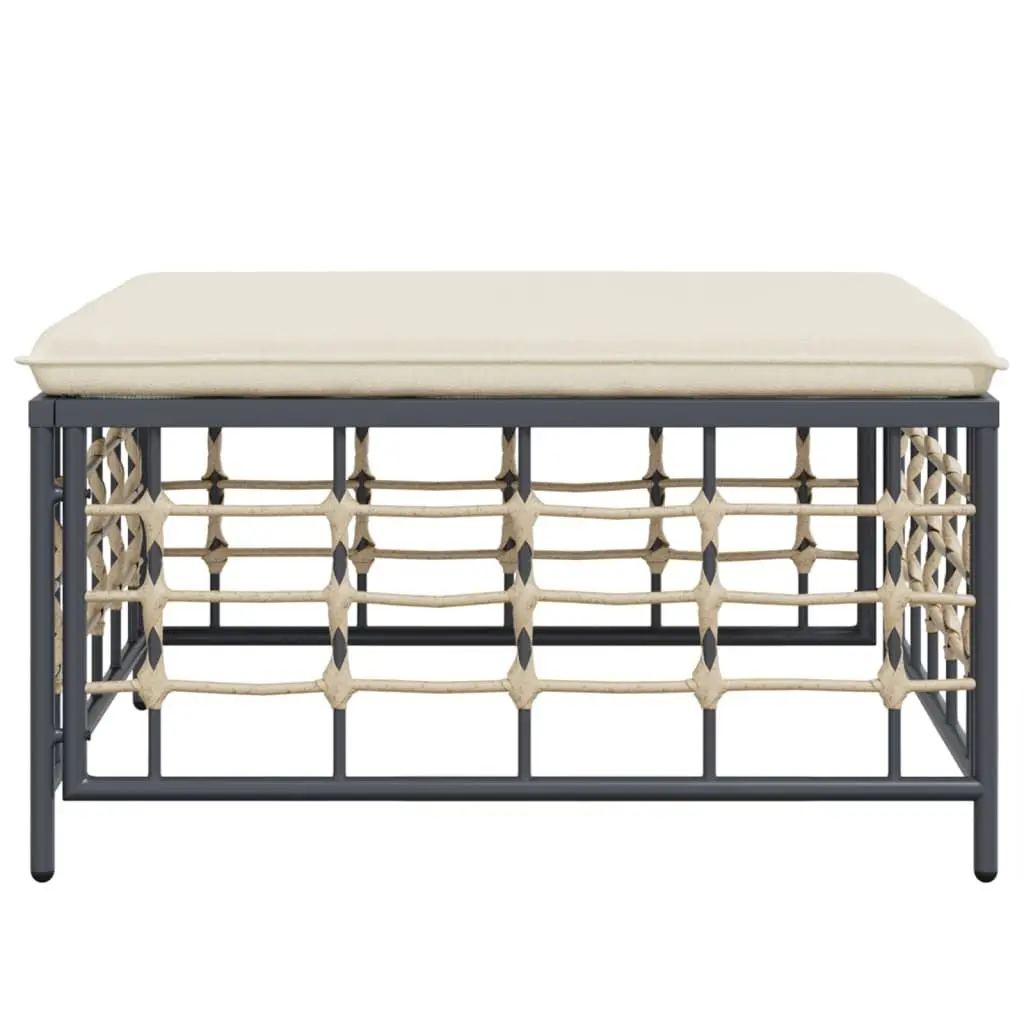 Garden Footstool Ottoman Weather-resistant PE Rattan Anthracite with Thickly Padded Cushion for Outdoor Relaxation