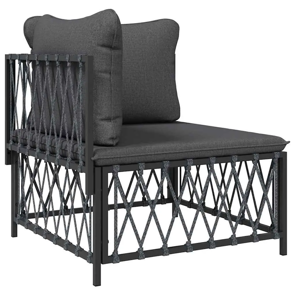 Outdoor Corner Sofa Garden Sectional Seating Anthracite Woven Fabric