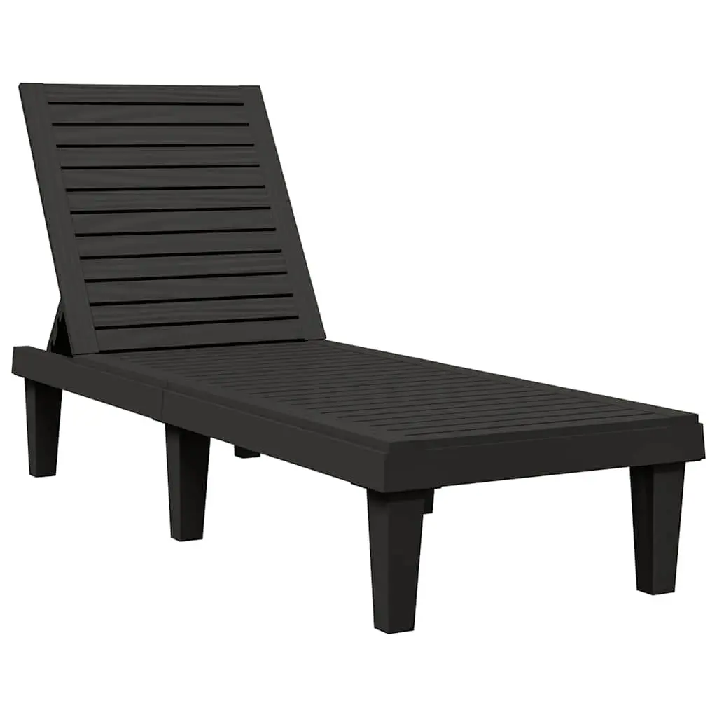 Sun Lounger Adjustable Backrest Black Outdoor Chaise Lounge Reclining Chair