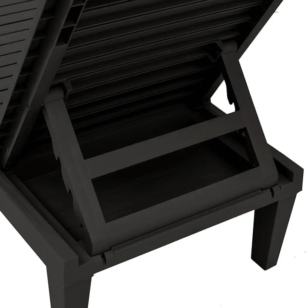 Sun Lounger Adjustable Backrest Black Outdoor Chaise Lounge Reclining Chair