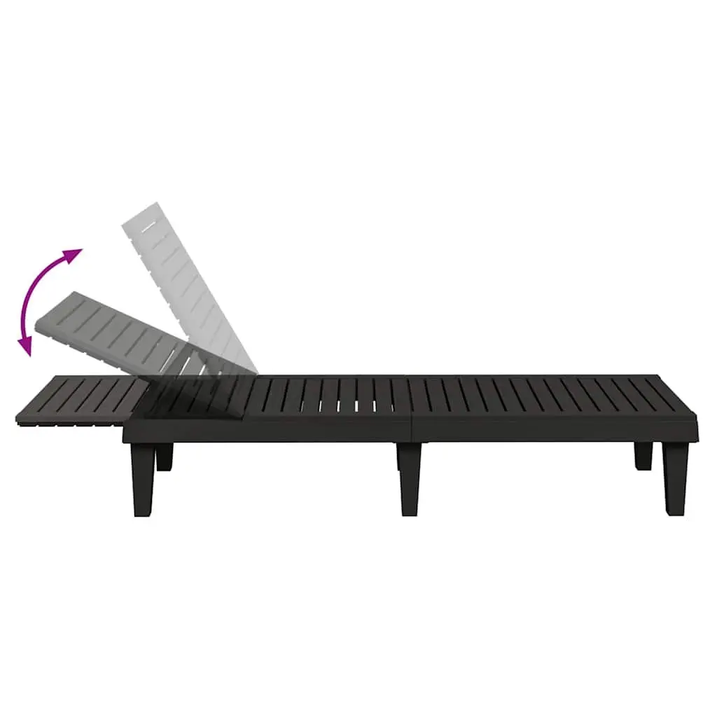 Sun Lounger Adjustable Backrest Black Outdoor Chaise Lounge Reclining Chair