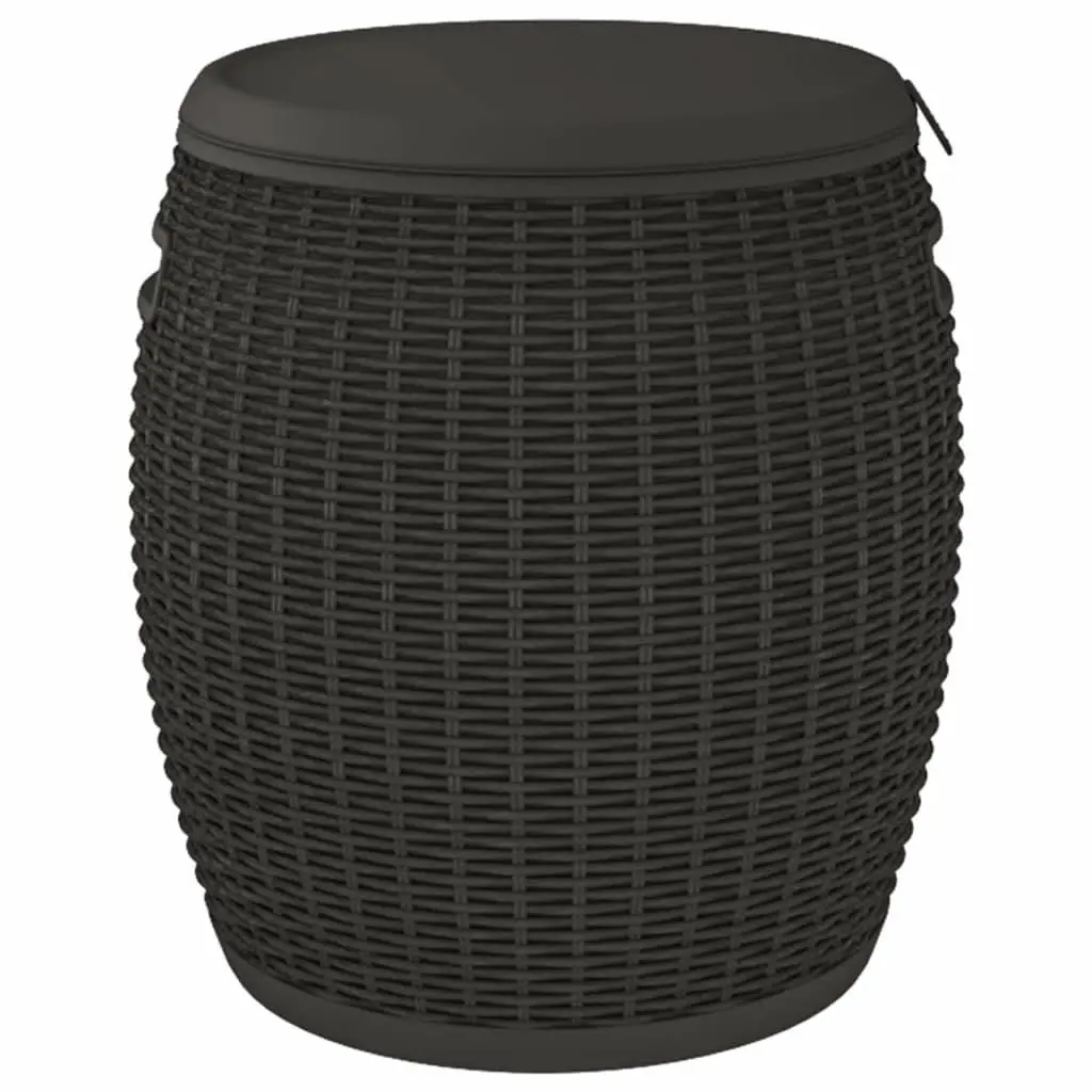 Garden Storage Box 4-in-1 Outdoor Stool Side Table Ice Cooler Black Polypropylene