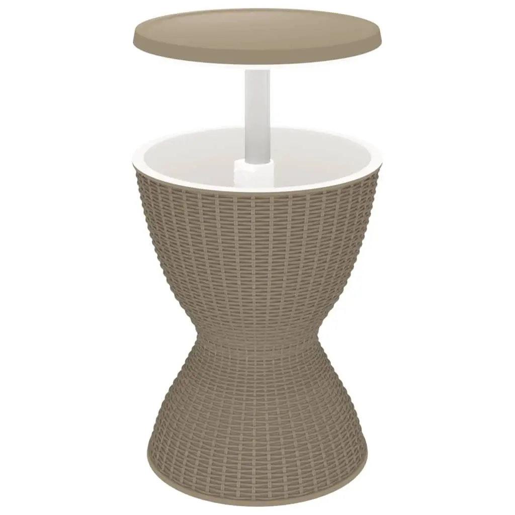 3-in-1 Ice Cooler Table Outdoor Furniture Cocktail Coffee Brown Polypropylene