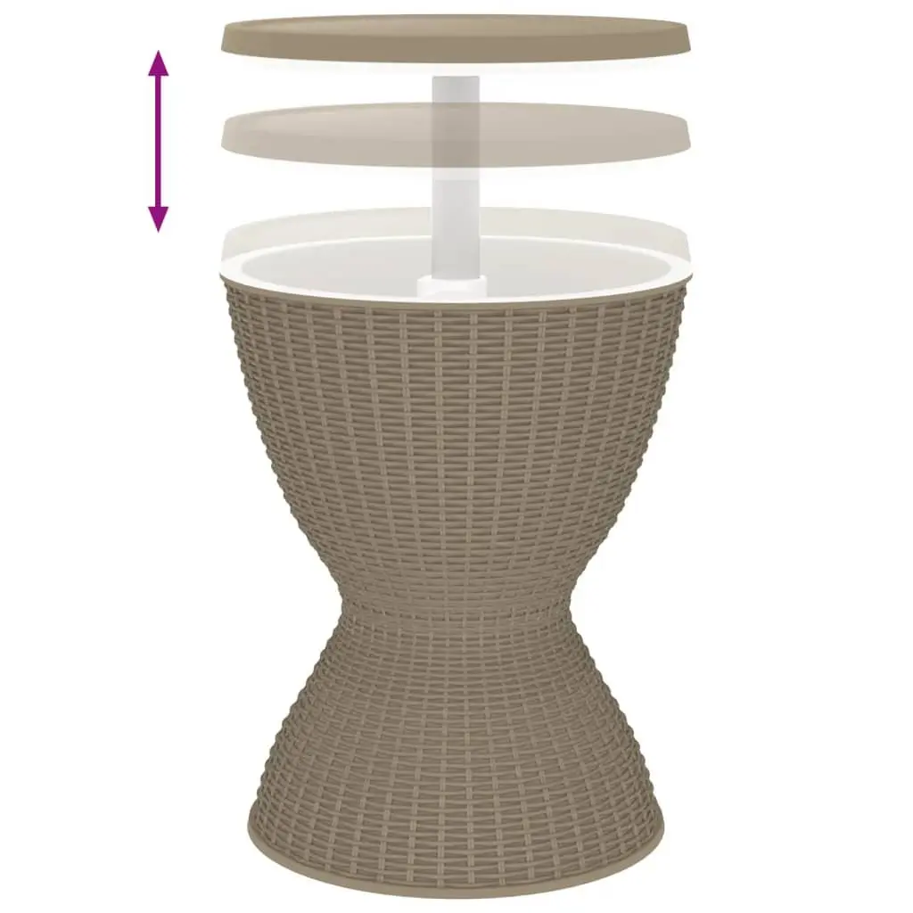 3-in-1 Ice Cooler Table Outdoor Furniture Cocktail Coffee Brown Polypropylene