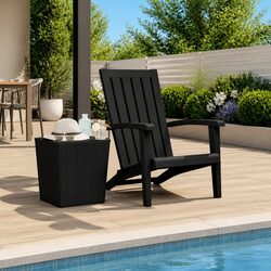 Outdoor Adirondack Chair Garden Lounge Seating Backyard Patio Deck Black