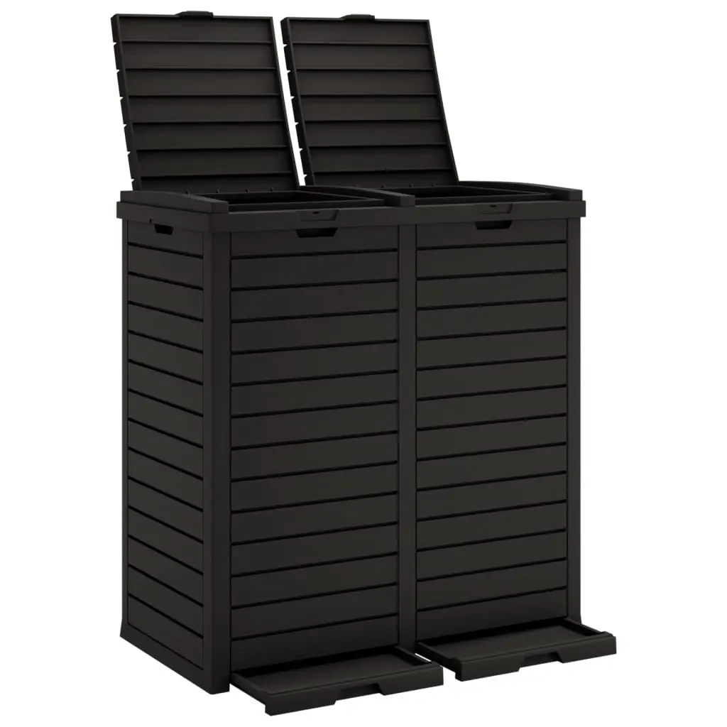 Outdoor Garbage Bin Black Double Lid Waste Containment Large Capacity 230L