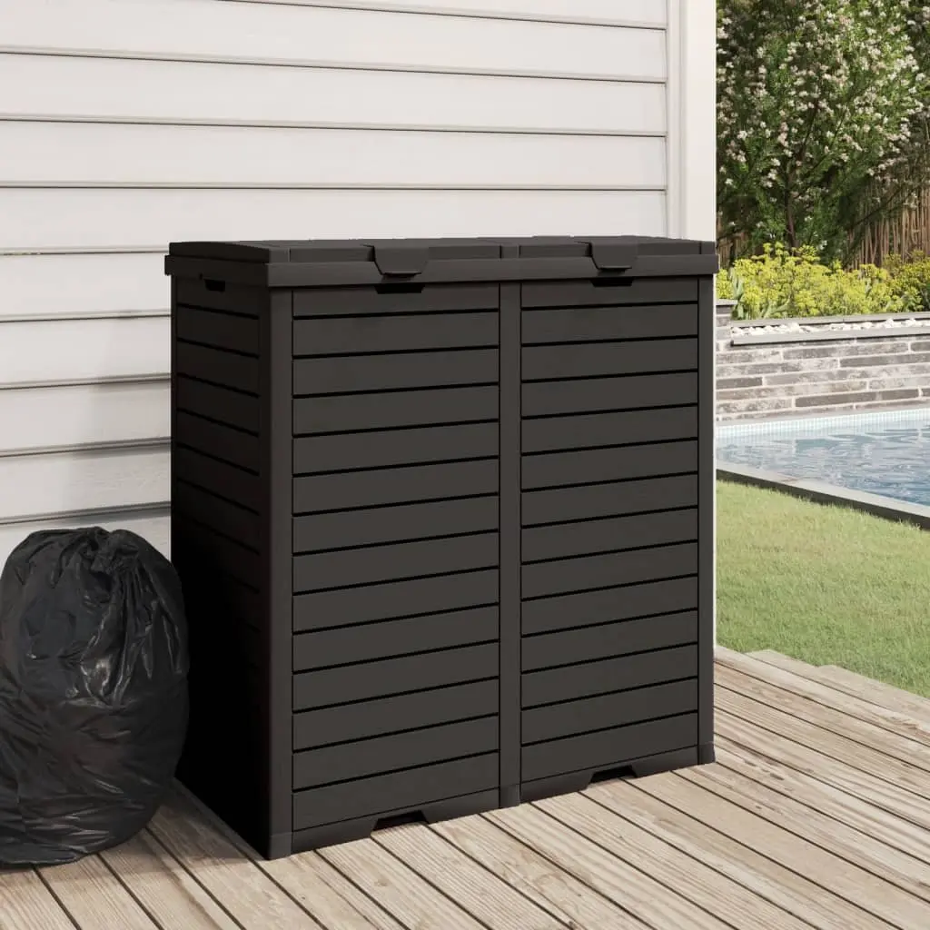 Outdoor Garbage Bin Black Double Lid Waste Containment Large Capacity 230L