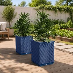 Grey Planters 30x30x37cm Set of 2 Garden Flower Pots Outdoor Decorative