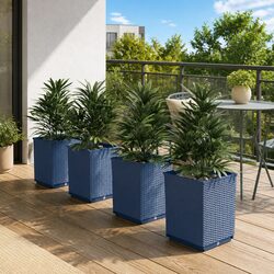 Planters 4 pcs Grey Outdoor Garden Flower Boxes Decorative Pots Balcony Patio