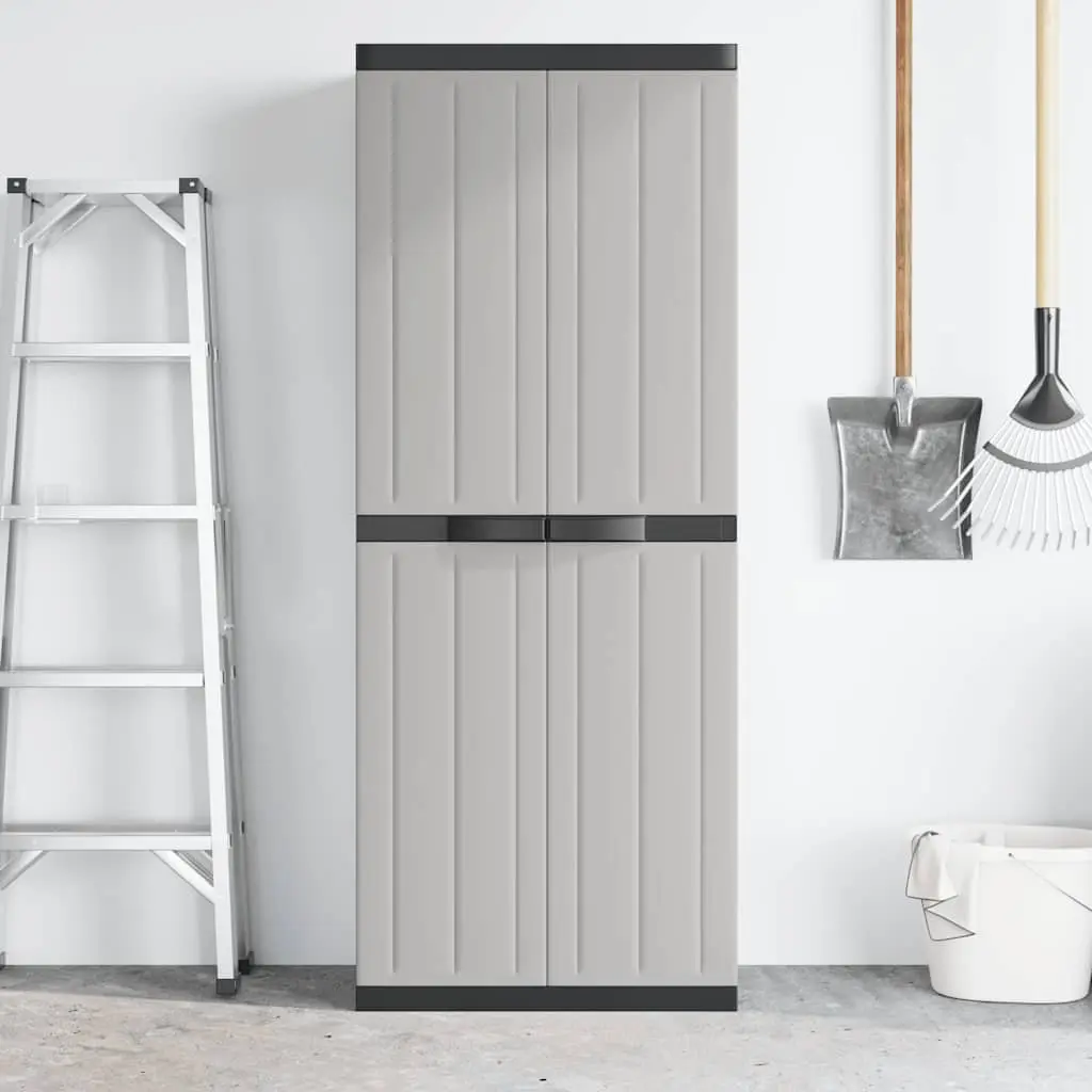 Outdoor Storage Cabinet Lockable Adjustable Shelves Grey Black