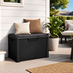 Garden Storage Box with Seat Cushion Anthracite 125L Outdoor Patio Deck Bench