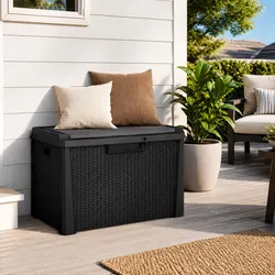 Garden Storage Box with Seat Cushion Anthracite 125L Outdoor Patio Deck Bench