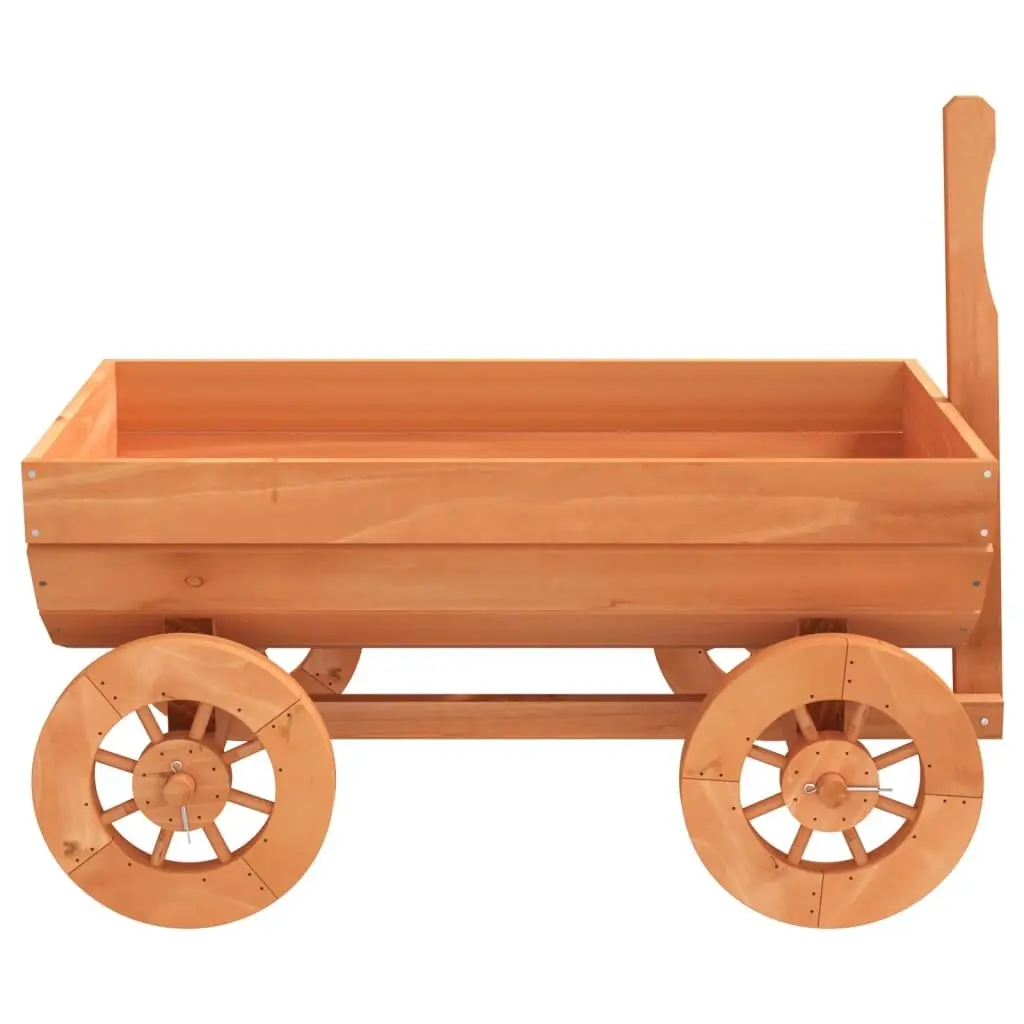 Garden Wagon Solid Wood Fir Planter Cart with Wheels Handle Brown
