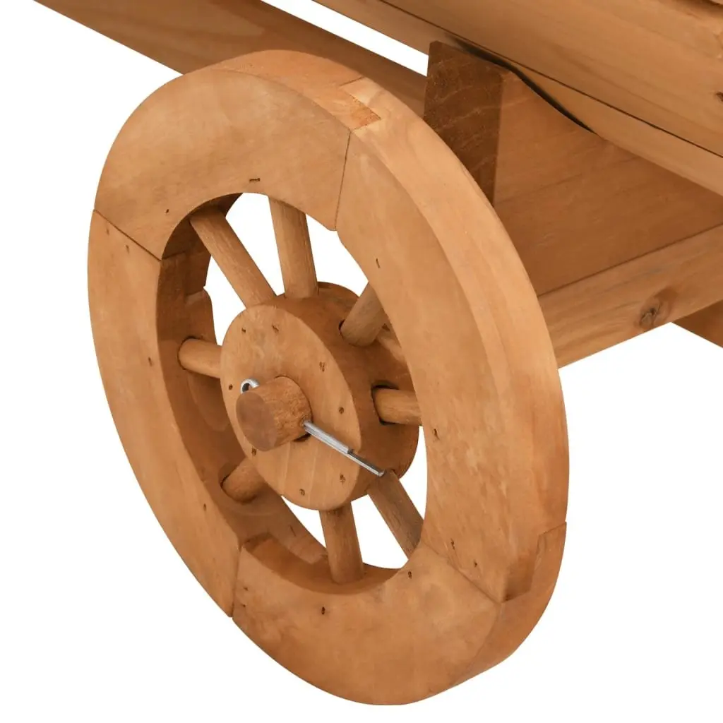 Garden Wagon Solid Wood Fir Planter Cart with Wheels Handle Brown