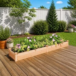 Solid Wood Garden Raised Bed with Liner 240x45x25 cm Fir Planter Box