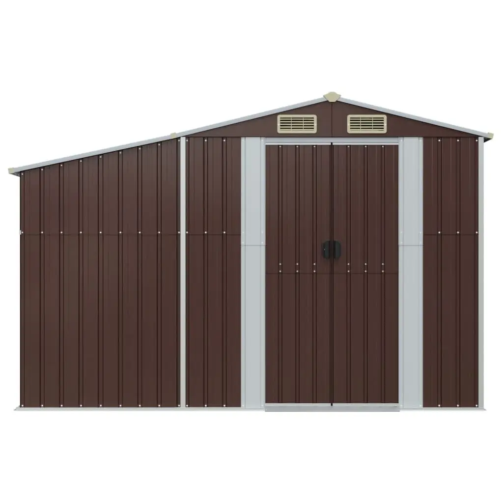 Garden Shed Galvanised Steel Brown 277x93x179 cm Outdoor Storage Tool House