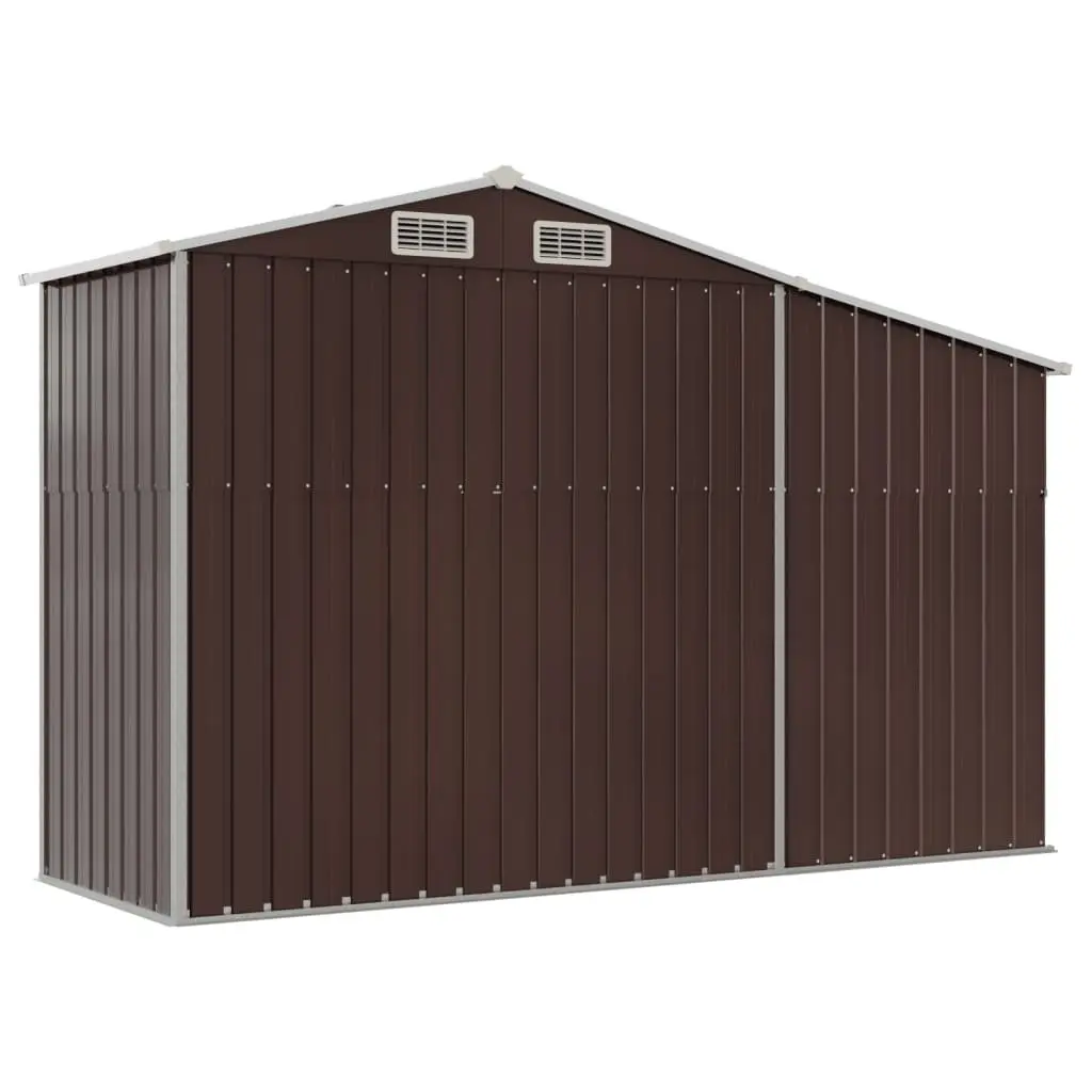 Garden Shed Galvanised Steel Brown 277x93x179 cm Outdoor Storage Tool House