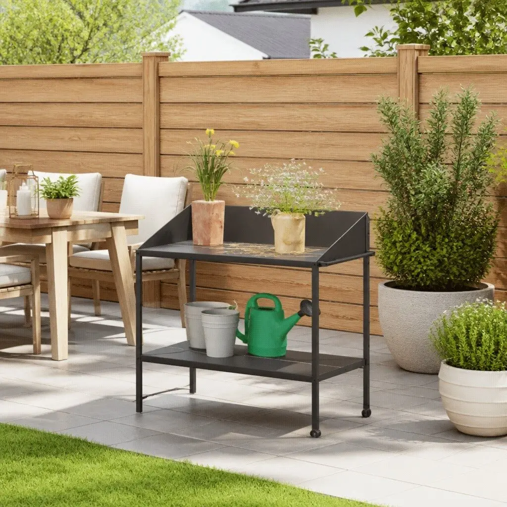 Plant Stand Two Tier 100x54.5x100cm Galvanised Steel Anthracite