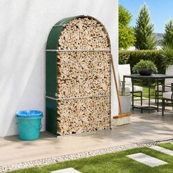 Log Holder Firewood Rack Storage Green Steel Galvanised Weather Resistant