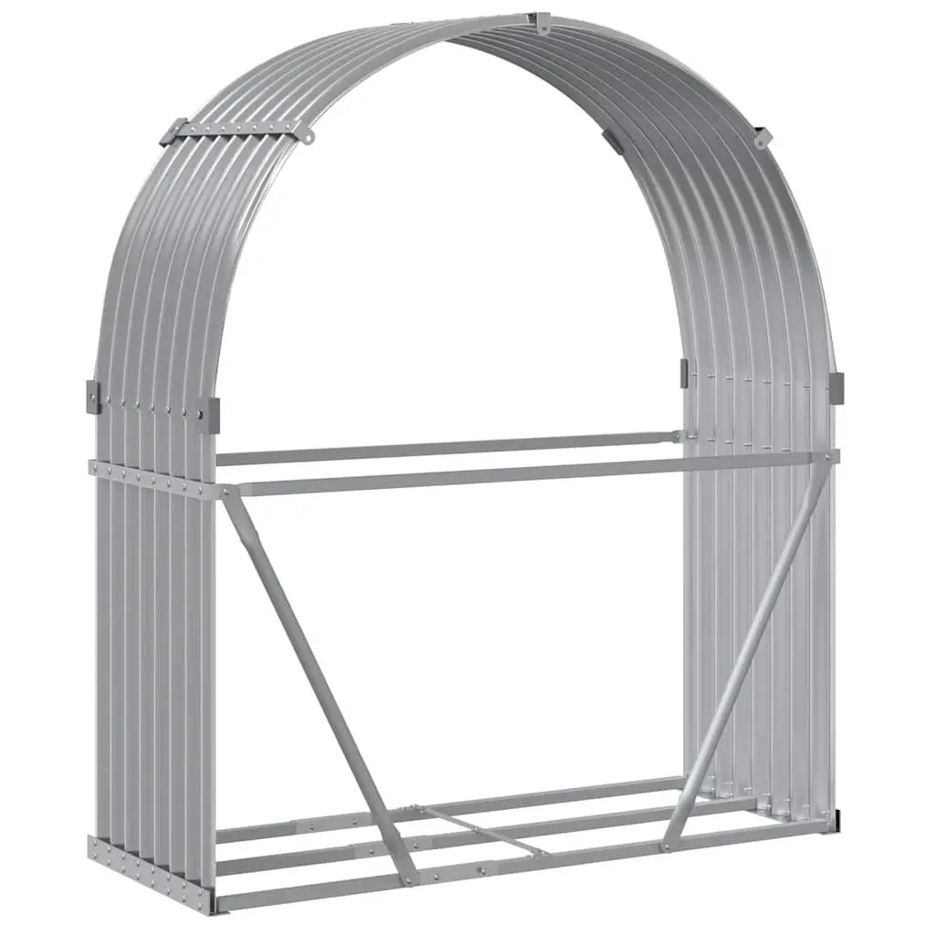 Log Holder Rack Galvanised Steel Outdoor Firewood Storage Grey 120x45x140cm