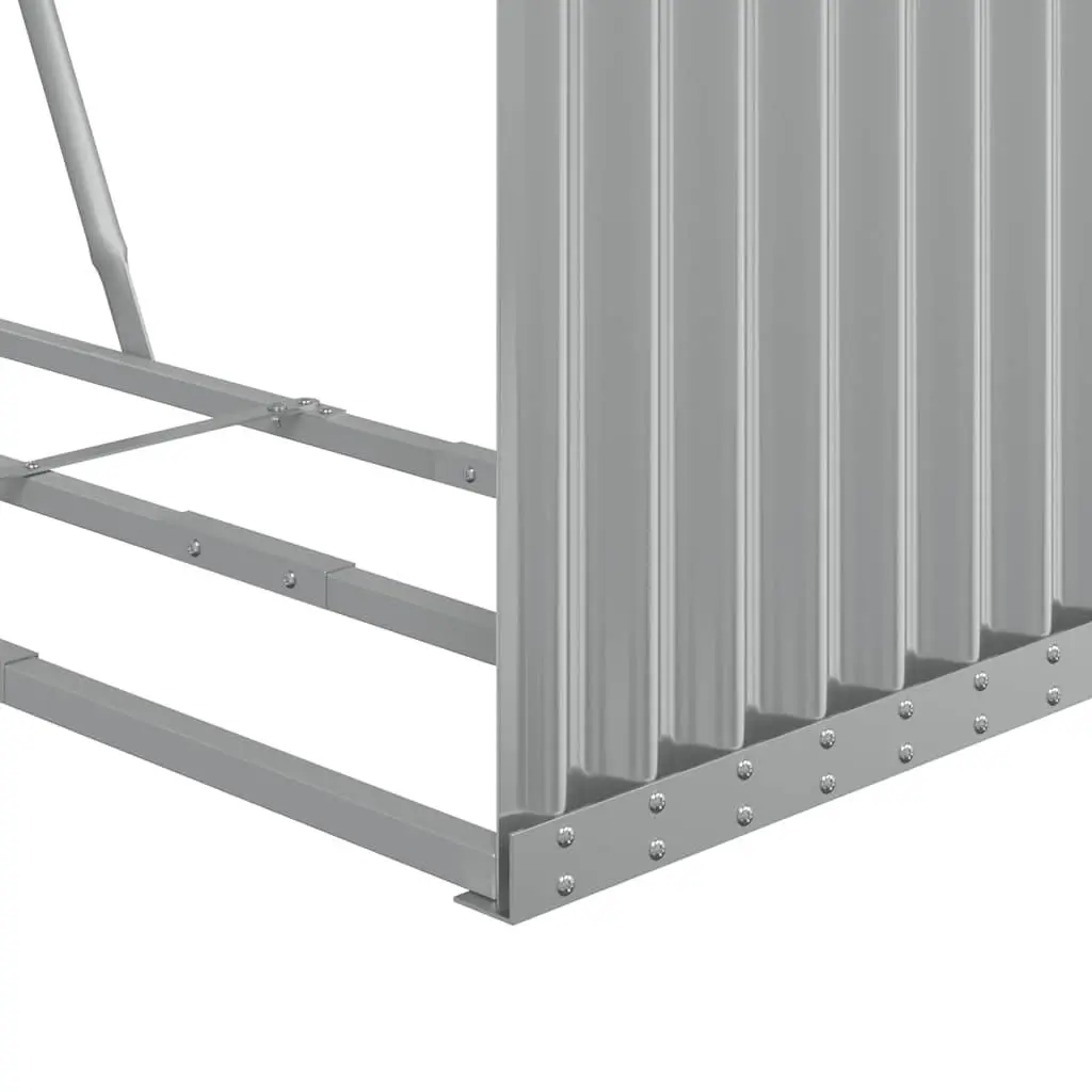 Log Holder Rack Galvanised Steel Outdoor Firewood Storage Grey 120x45x140cm
