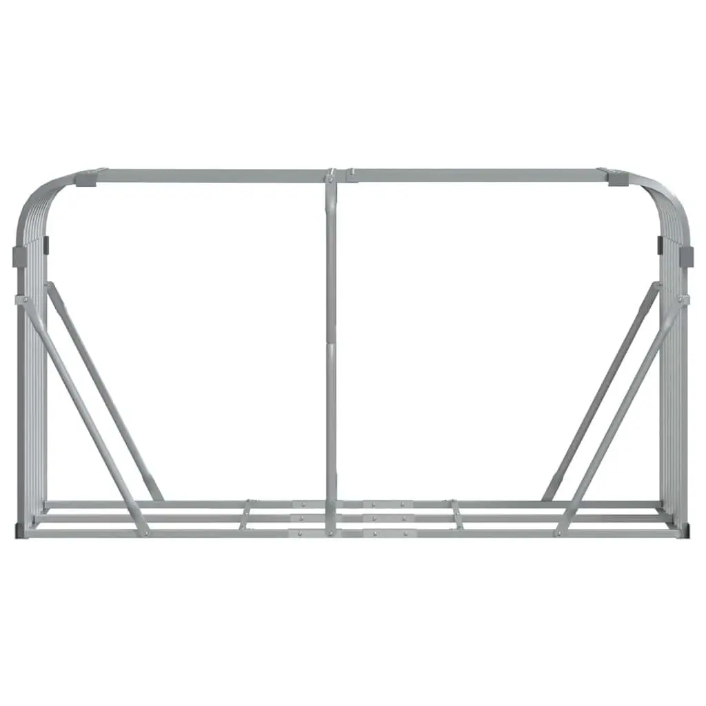 Log Holder Rack Heavy Duty Galvanised Steel 180x45x100 cm Grey Outdoor Firewood Storage