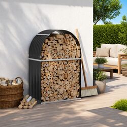 Log Holder Anthracite Steel Firewood Rack Storage Stand Fireplace Wood Carrier