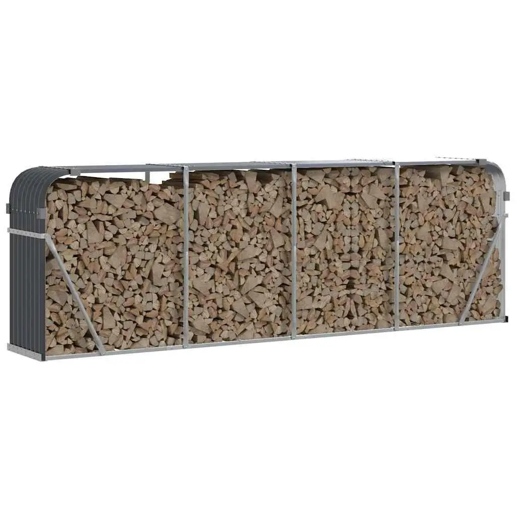 Log Holder Galvanised Steel Outdoor Wall Mount Anthracite 300 x 45 x 100 cm