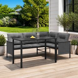 Garden Dining Table Anthracite Outdoor Patio Furniture Steel Frame Slatted