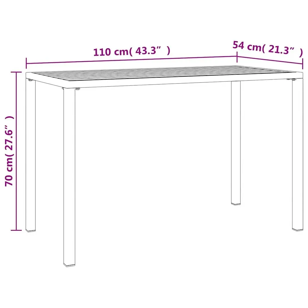 Garden Dining Table Anthracite Outdoor Patio Furniture Steel Frame Slatted