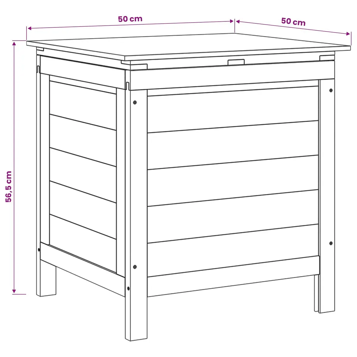 Garden Storage Box Solid Fir Wood White Outdoor Furniture 50 x 49 x 56.5 cm