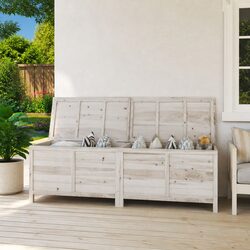 Garden Storage Box White Outdoor Wooden Cushion Chest Patio Deck Container