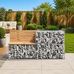 Gabion Basket Silver 70x70x65 cm Galvanised Iron Garden Planter Border Outdoor