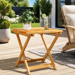 Folding Garden Table 50x50x50 cm Outdoor Patio Furniture Brown Wooden Acacia