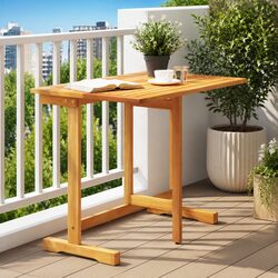 Folding Balcony Table 90x60x72cm Outdoor Garden Patio Bistro Brown Wood