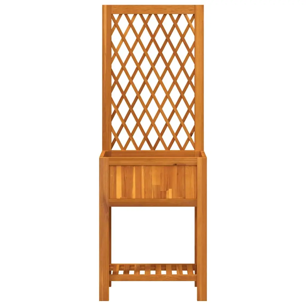 Wooden Planter with Trellis and Shelf 55x29.5x152cm Brown Solid Acacia Wood for Garden Patio Climbing Plants