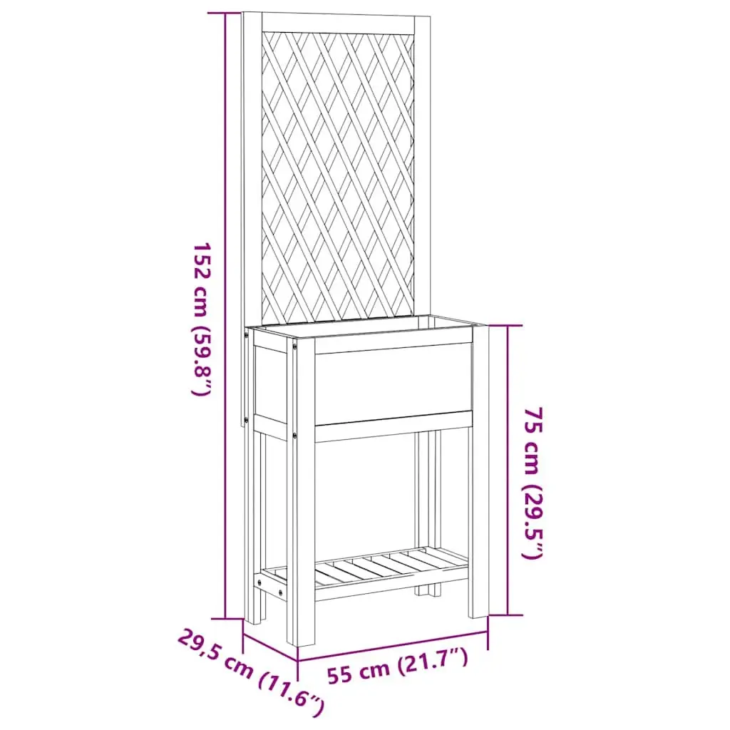 Wooden Planter with Trellis and Shelf 55x29.5x152cm Brown Solid Acacia Wood for Garden Patio Climbing Plants