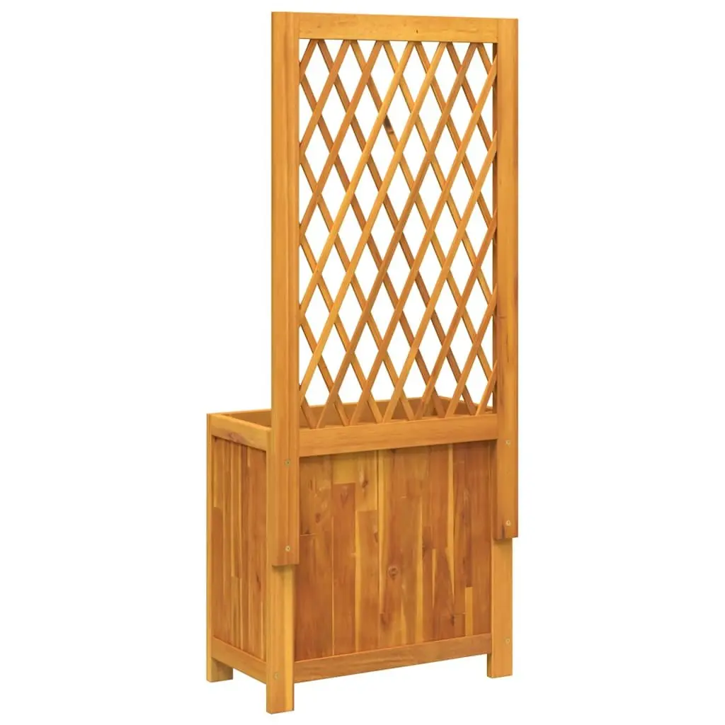 Wooden Planter with Trellis for Climbing Plants Brown Solid Acacia Wood 55 x 29.5 x 132 cm