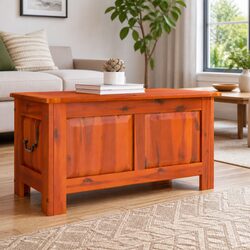 Storage Chest with Lid Brown Solid Wood Acacia Furniture Trunk Organiser