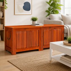 Storage Chest with Lid Brown Solid Wood Bedroom Living Room Organiser Box