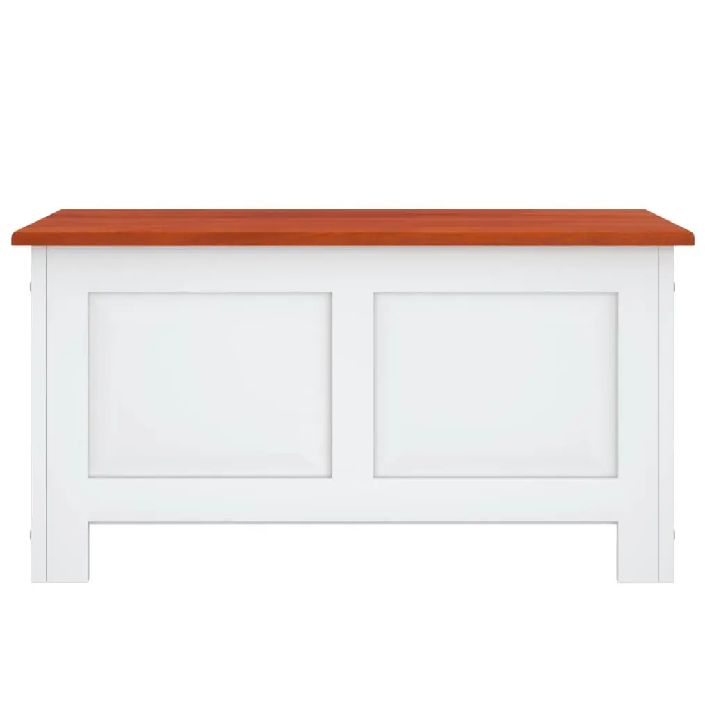 Storage Chest with Lid Gas Lift Mechanism White Solid Acacia Wood Living Room Bedroom Organization