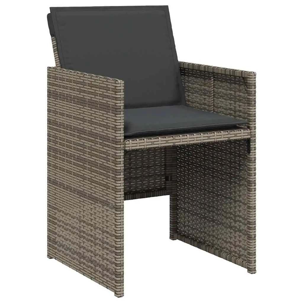Outdoor Garden Chairs Set 4 pcs with Cushions Grey Poly Rattan Seating